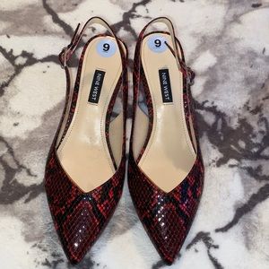 Nine West Red Snakeskin Heels